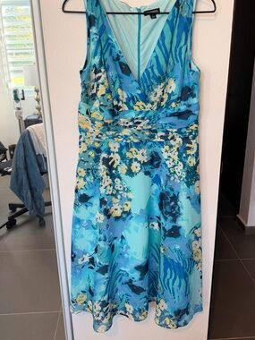 George Blue Multi Floral V-Neck Dress